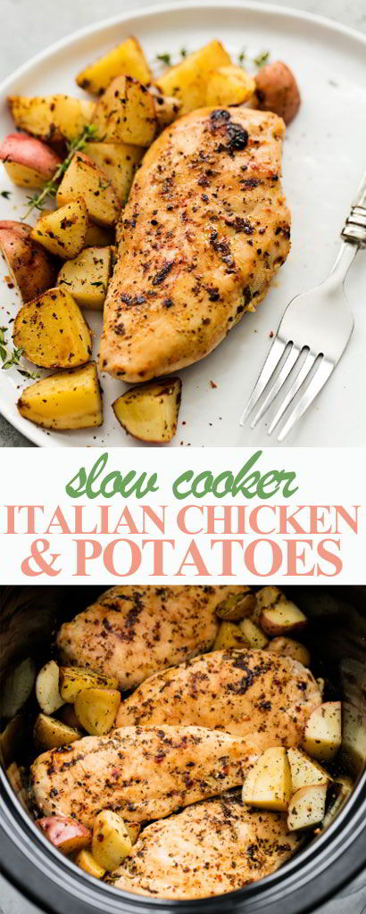 Slow Cooker Italian Chicken Potatoes - Happilycooking