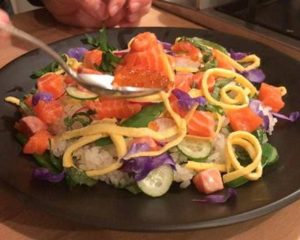 Salmon oyako chirashi sushi