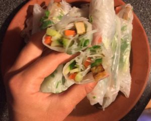 Satay tofu rice paper rolls