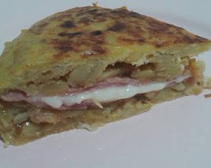 Spanish Omelette Stuffed with Ham and Cheese