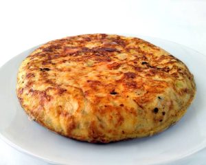 Spanish Omelette with Goat Cheese and Caramelized Onion