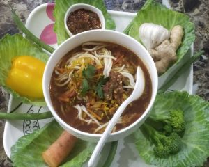 Veg Thukpa soup with noodles