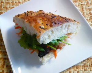 Vietnamese Banh Mi Sandwich with Prawn and Avocado